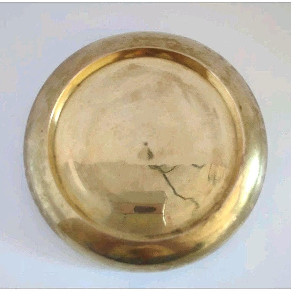 Vintage Brass Pillar Candle Holder Round Patina Finish 5in Mid Century Modern - Picture 2 of 6